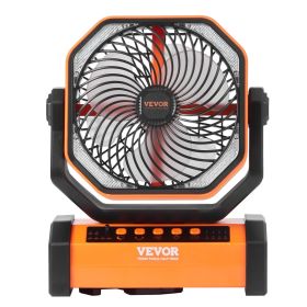 VEVOR Portable Fan Rechargeable 9 inch, Battery Powered Fan with LED Lantern, 4 Speeds Adjustable & 45°/90°Automatic Swivel & Timer