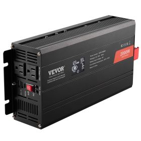 VEVOR Pure Sine Wave Inverter, 2000 Watt, DC 12V to AC 120V Power Inverter with 2 AC Outlets 2 USB Port 1 Type-C Port