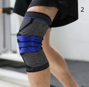 Sports Running Fitness Protection Knee Pads Brace Strap (Option: Black blue anti slip 1-L)