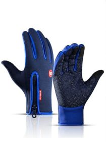 Winter Gloves Touch Screen Riding Motorcycle Sliding Waterproof Sports Gloves With Fleece (Option: Blue-XL)