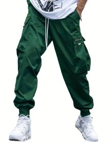 Oversized Cargo Multi-pocket Men's Casual Pants (Option: Dark Green-M)