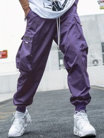 Oversized Cargo Multi-pocket Men's Casual Pants (Option: Purple-M)