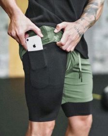 Pocket Compression Shorts (Option: Green black-XL)