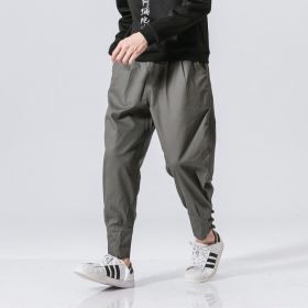 Men's mouth buckle casual pants (Option: gray-2XL)