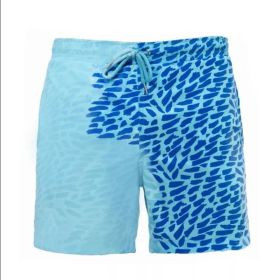 Magical Change Color Beach Shorts Summer Men Swimming Trunks Swimwear Swimsuit Quick Dry bathing shorts Beach Pant (Option: Blue wave point-XXL)