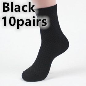 Socks men's new bamboo fiber men's socks (Option: Black 10pairs)