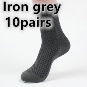 Socks men's new bamboo fiber men's socks (Option: Iron grey 10pairs)