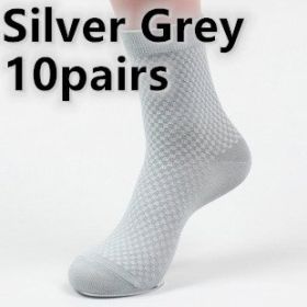 Socks men's new bamboo fiber men's socks (Option: Silver Grey 10pairs)