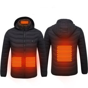 New Heated Jacket Coat USB Electric Jacket Cotton Coat Heater Thermal Clothing Heating Vest Men's Clothes Winter (Option: Black Zone4-S)