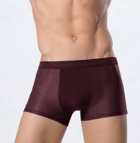 Ice silk men's underwear mesh boxer (Option: Red-L)