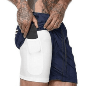 Pocket Compression Shorts (Option: Navy Blue-XL)