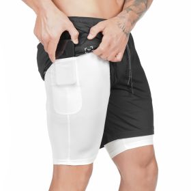 Pocket Compression Shorts (Option: Black and white-2XL)