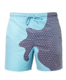 Magical Change Color Beach Shorts Summer Men Swimming Trunks Swimwear Swimsuit Quick Dry bathing shorts Beach Pant (Option: Blue grid-XL)