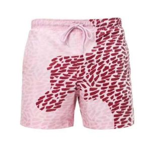 Magical Change Color Beach Shorts Summer Men Swimming Trunks Swimwear Swimsuit Quick Dry bathing shorts Beach Pant (Option: Pink B-3XL)