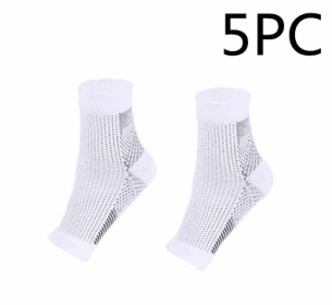 Men Women Anti Fatigue Compression Foot Sleeve Foot Ankle Compression Socks (Option: S M-White 5PCS)