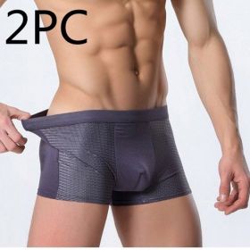 Ice silk men's underwear mesh boxer (Option: Gray 2PC-XXXL)