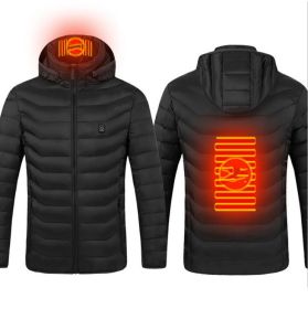 New Heated Jacket Coat USB Electric Jacket Cotton Coat Heater Thermal Clothing Heating Vest Men's Clothes Winter (Option: Black Zone2-S)