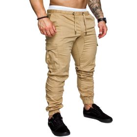 Men's Woven Fabric Casual Pants Corset Pants (Option: Khaki-S)