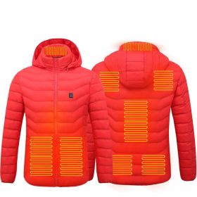 New Heated Jacket Coat USB Electric Jacket Cotton Coat Heater Thermal Clothing Heating Vest Men's Clothes Winter (Option: Red Zone8-S)