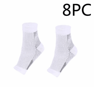 Men Women Anti Fatigue Compression Foot Sleeve Foot Ankle Compression Socks (Option: S M-White 8PCS)