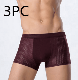 Ice silk men's underwear mesh boxer (Option: 3 pcs Red-XL)