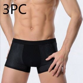 Ice silk men's underwear mesh boxer (Option: 3 pcs Black-XXXL)