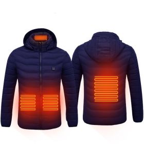 New Heated Jacket Coat USB Electric Jacket Cotton Coat Heater Thermal Clothing Heating Vest Men's Clothes Winter (Option: Blue Zone4-S)