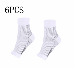 Men Women Anti Fatigue Compression Foot Sleeve Foot Ankle Compression Socks (Option: L XL-White 6PCS)