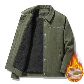 Winter Slim Retro Lapels Thick Corduroy Jacket (Option: Army Green-M)