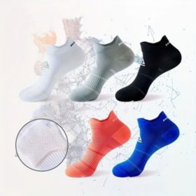 5 Pairs Of Unisex Sports Socks. They Are Highly Elastic And Breathable, Dry Quickly And Absorb Sweat Effectively (Option: Black white gray pink blue)