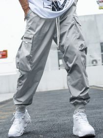 Oversized Cargo Multi-pocket Men's Casual Pants (Option: Slabstone Gray-M)