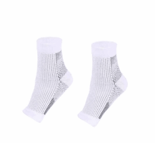 Men Women Anti Fatigue Compression Foot Sleeve Foot Ankle Compression Socks (Option: S M-White)