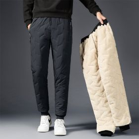 Men's Padded Cotton Trousers With Cashmere (Option: Grey corset 2PCS-XL)