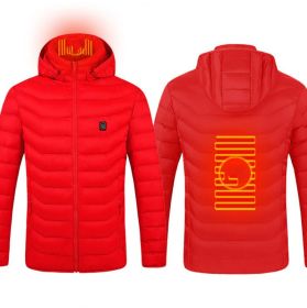 New Heated Jacket Coat USB Electric Jacket Cotton Coat Heater Thermal Clothing Heating Vest Men's Clothes Winter (Option: Red Zone2-M)