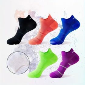 5 Pairs Of Unisex Sports Socks. They Are Highly Elastic And Breathable, Dry Quickly And Absorb Sweat Effectively (Option: Black pink blue green purp)