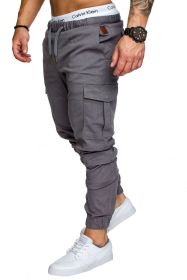 Men's Woven Fabric Casual Pants Corset Pants (Option: Gery-S)