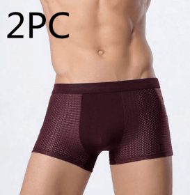 Ice silk men's underwear mesh boxer (Option: Red 2PC-XXXL)