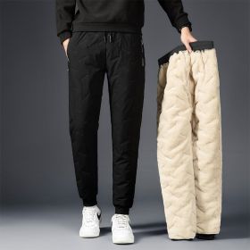 Men's Padded Cotton Trousers With Cashmere (Option: Black corset-M)