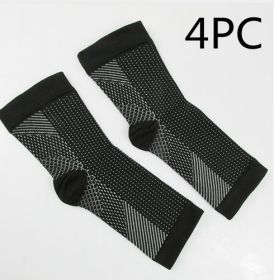 Men Women Anti Fatigue Compression Foot Sleeve Foot Ankle Compression Socks (Option: L XL-Black 4PC)