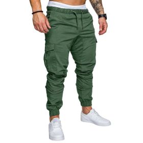 Men's Woven Fabric Casual Pants Corset Pants (Option: Green-2XL)