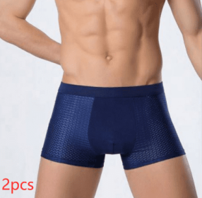 Ice silk men's underwear mesh boxer (Option: Royal blue 2PCS-XL)