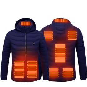 New Heated Jacket Coat USB Electric Jacket Cotton Coat Heater Thermal Clothing Heating Vest Men's Clothes Winter (Option: Blue Zone8-L)