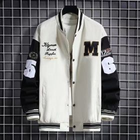 Junior High School Student Baseball Jacket Loose Hong Kong Style (Option: Beige-M)