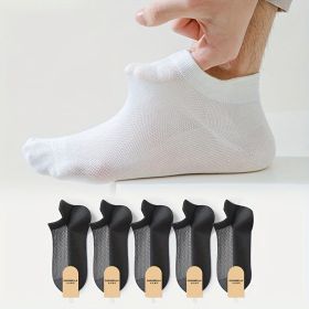 Five Pairs Of Soft, Comfortable, Breathable, Sweat-wicking Socks Provide A Great Experience For Men's Daily Wear And Are Very Practical (Color: Black)