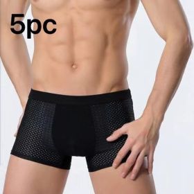 Ice silk men's underwear mesh boxer (Option: Black 5pc-XXXXL)