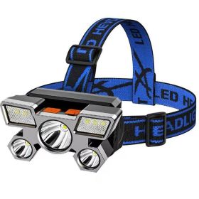 Waterproof LED Headlamp - USB Rechargeable for Camping Adventure (Color: Blue)