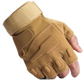 Tactical Gloves Military Combat Gloves with Hard Knuckle for Men Hunting, Shooting, Airsoft, Paintball, Hiking, Camping, Motorcycle Gloves (Color: Brown-Half Finger, size: medium)