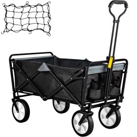 Collapsible Wagon Cart ; Folding Wagon Cart ;  176 lbs Load Beach Wagon Oversized Wheels;  Portable Folding Wagon Adjustable Handles for Beach;  Garde (Color: Black+Gray)