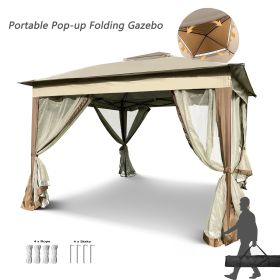 Outdoor 11x 11Ft Pop Up Gazebo Canopy With Removable Zipper Netting,2-Tier Soft Top Event Tent,Suitable For Patio Backyard Garden Camping Area (Color: picture)