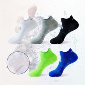 5 Pairs Of Unisex Sports Socks. They Are Highly Elastic And Breathable, Dry Quickly And Absorb Sweat Effectively (Option: Black White Gray Blue Gree)